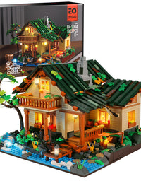 The Lakeside Hut Is Equipped With LED Lighting Puzzle Assembly Building Block Lighting Toys - TryKid

