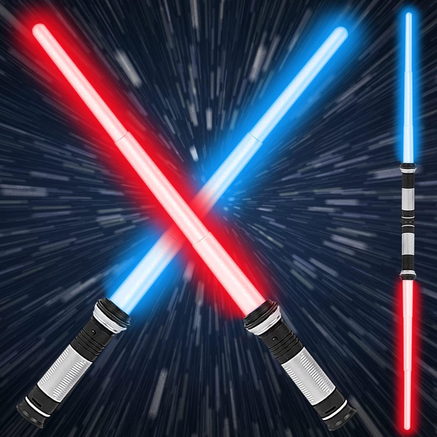 Lightsaber Kids - 2 Pack - LED Light Up Saber With Sound Retractable 7 Colors Light Saber Sword For Boys Kids Party Favors - TryKid