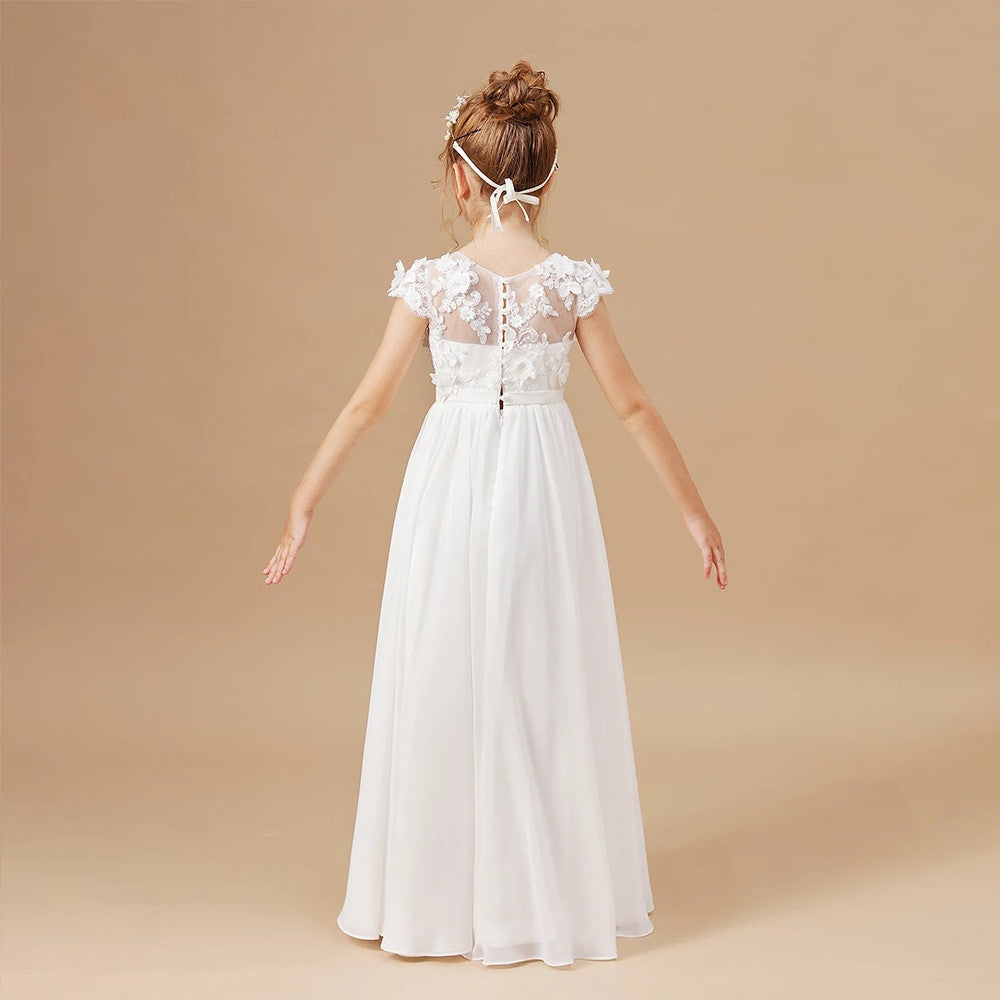Kids Dress Ladies White Flower Girl Wedding - TryKid
