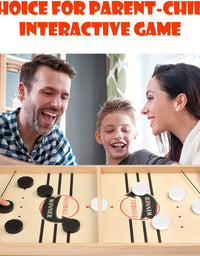 Fast Sling Puck Game,Wooden Hockey Game,Super Foosball Table,Desktop Battle Parent-Child Interaction Winner Slingshot Game,Adults And Kids Family Game Toys - TryKid
