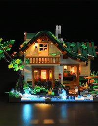 The Lakeside Hut Is Equipped With LED Lighting Puzzle Assembly Building Block Lighting Toys - TryKid
