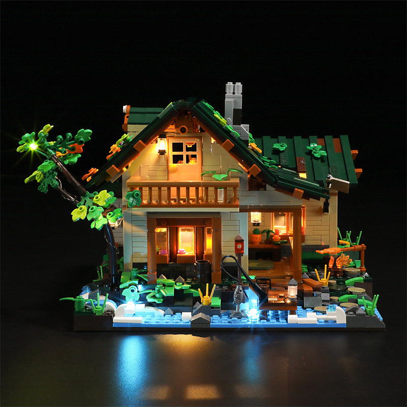 The Lakeside Hut Is Equipped With LED Lighting Puzzle Assembly Building Block Lighting Toys - TryKid