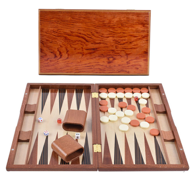 Factory High-grade Wooden Western Backgammon Chess Box Solid Wood Baccarat - TryKid