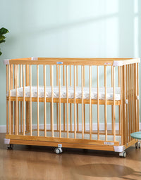 Japanese Style Solid Wood Newborn Crib Splicing Bed Pine With Guardrail - TryKid
