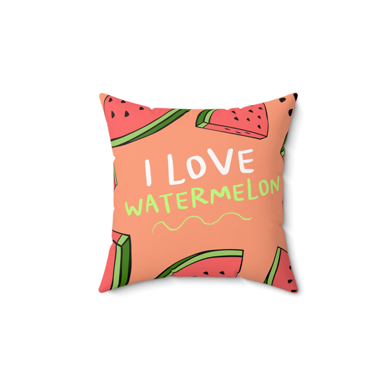 TRYKID Logo and I Love Watermelon Spun Polyester Square Pillow