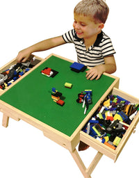 Block compatible Storage Play Table folding Custom Made Wooden Chalkboard Kids Children - TryKid
