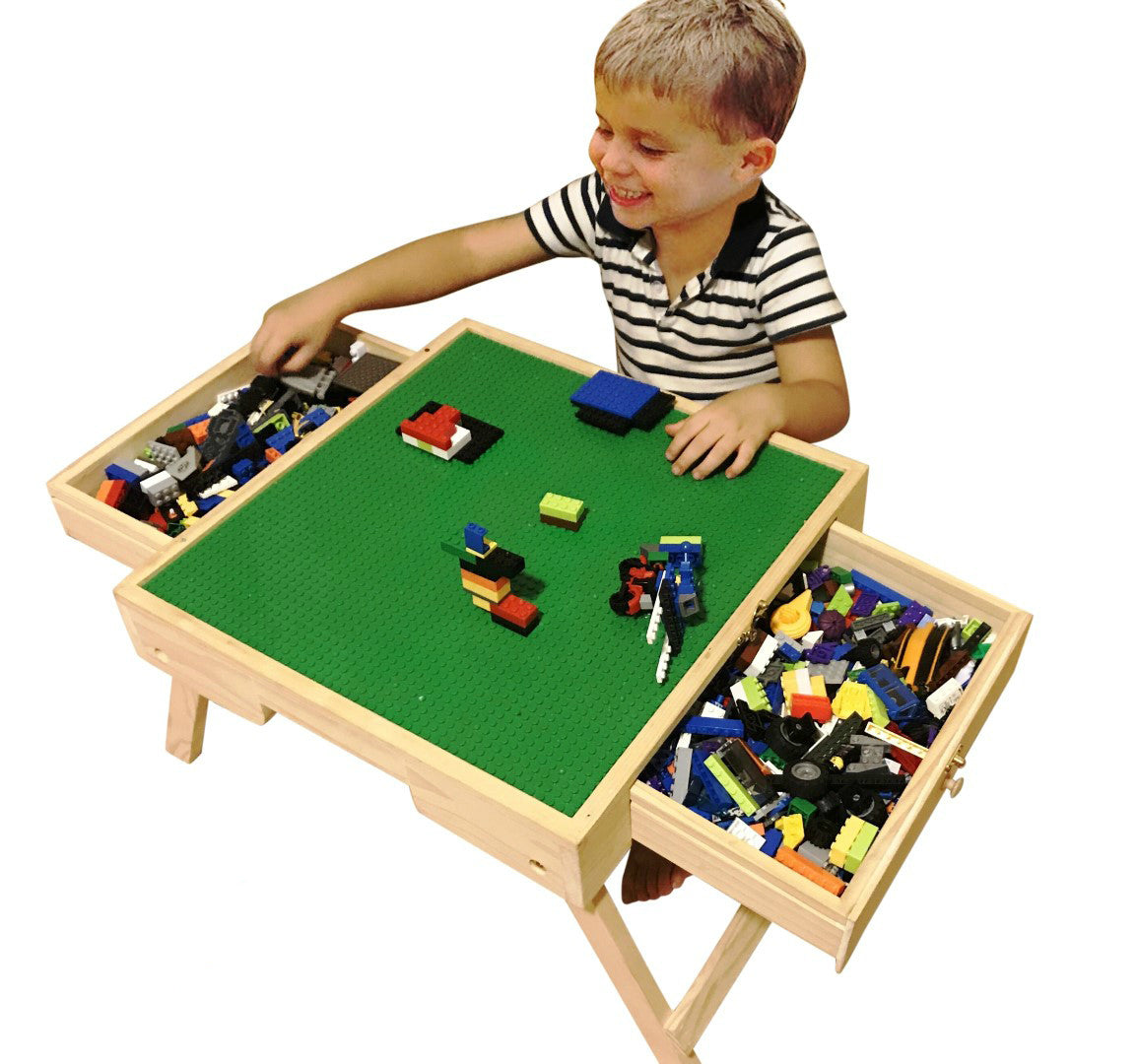 Block compatible Storage Play Table folding Custom Made Wooden Chalkboard Kids Children - TryKid
