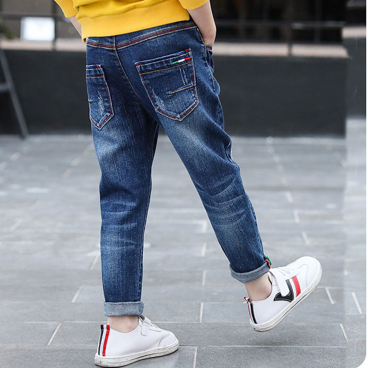 Boys' denim trousers, new style, big children's trousers, spring and autumn children's trousers - TryKid