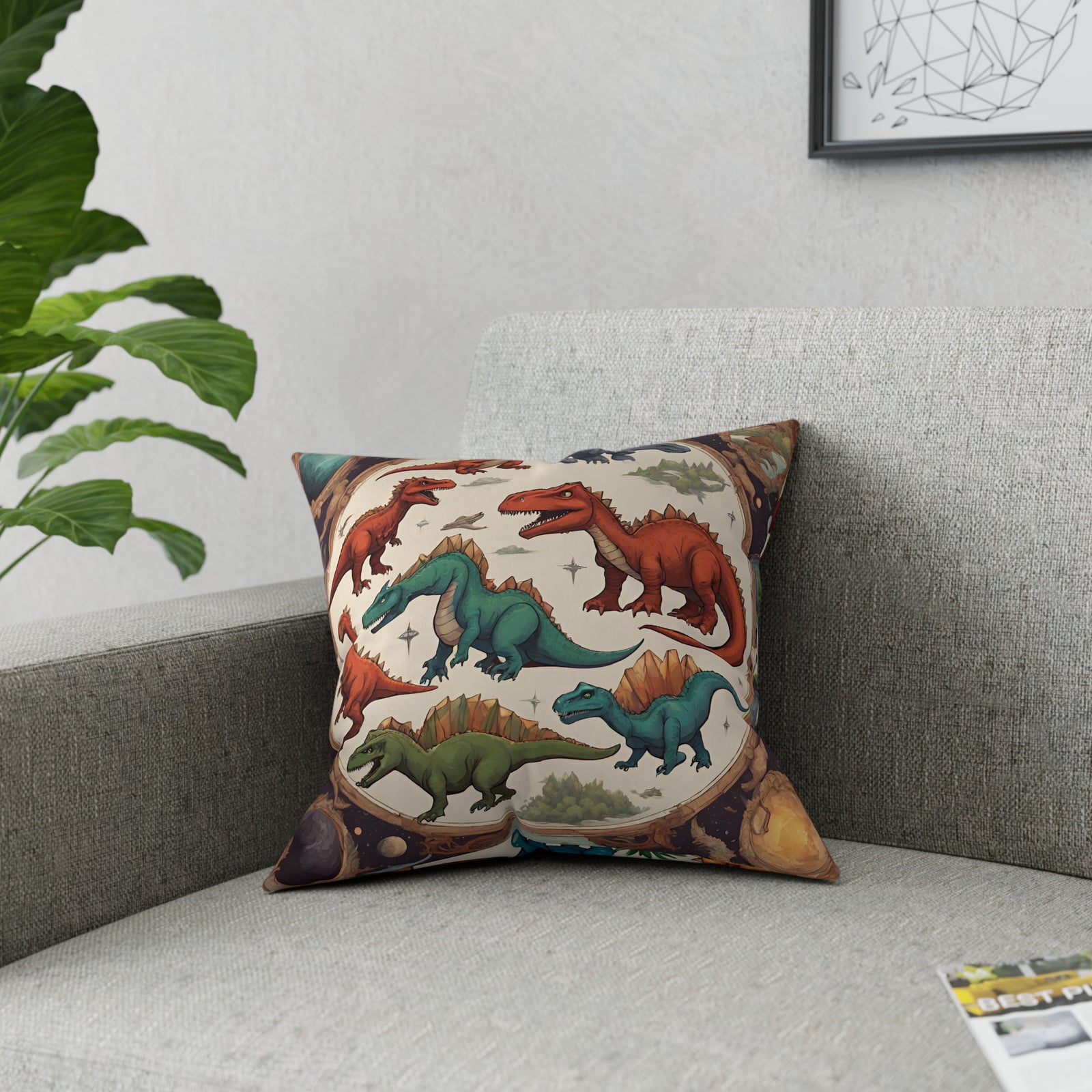 Dino Dreams: Elevate Your Kids' Bedroom with Two Unique and Cool Trending Designs on Broadcloth Pillows – Unleash Jurassic Style and Comfort!