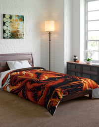 Unleash the Magic: Dragon Fire and Mountain Adventure Kids' Comforter - Cool New Design for a Cozy and Stylish Bedroom!

