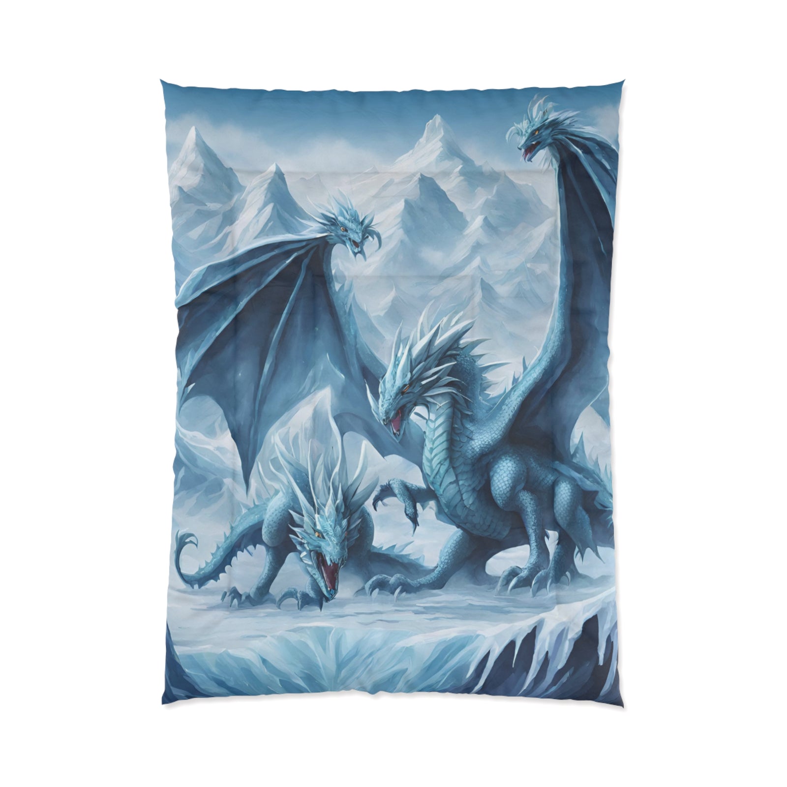 Frosty Fantasy: Ice Dragon, Snow, and Epic Battle Kids' Comforter - Transform the Bedroom into a Winter Wonderland!