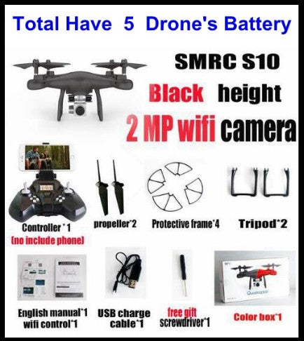 Sales Promotion WiFi 2MP Camera With S10 SMRC FPV Quadcopter Drone Helicopter UAV Micro Remote Control Toy RACER KIT Aircraft - TryKid