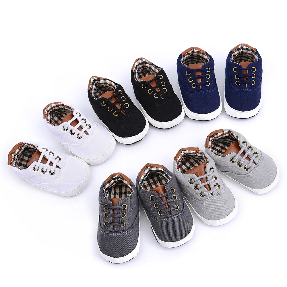 Solid color casual lace soft bottom baby canvas shoes baby shoes toddler shoes - TryKid