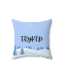 TRYKID Logo Let It Snow with Snow Pattern Spun Polyester Square Pillow
