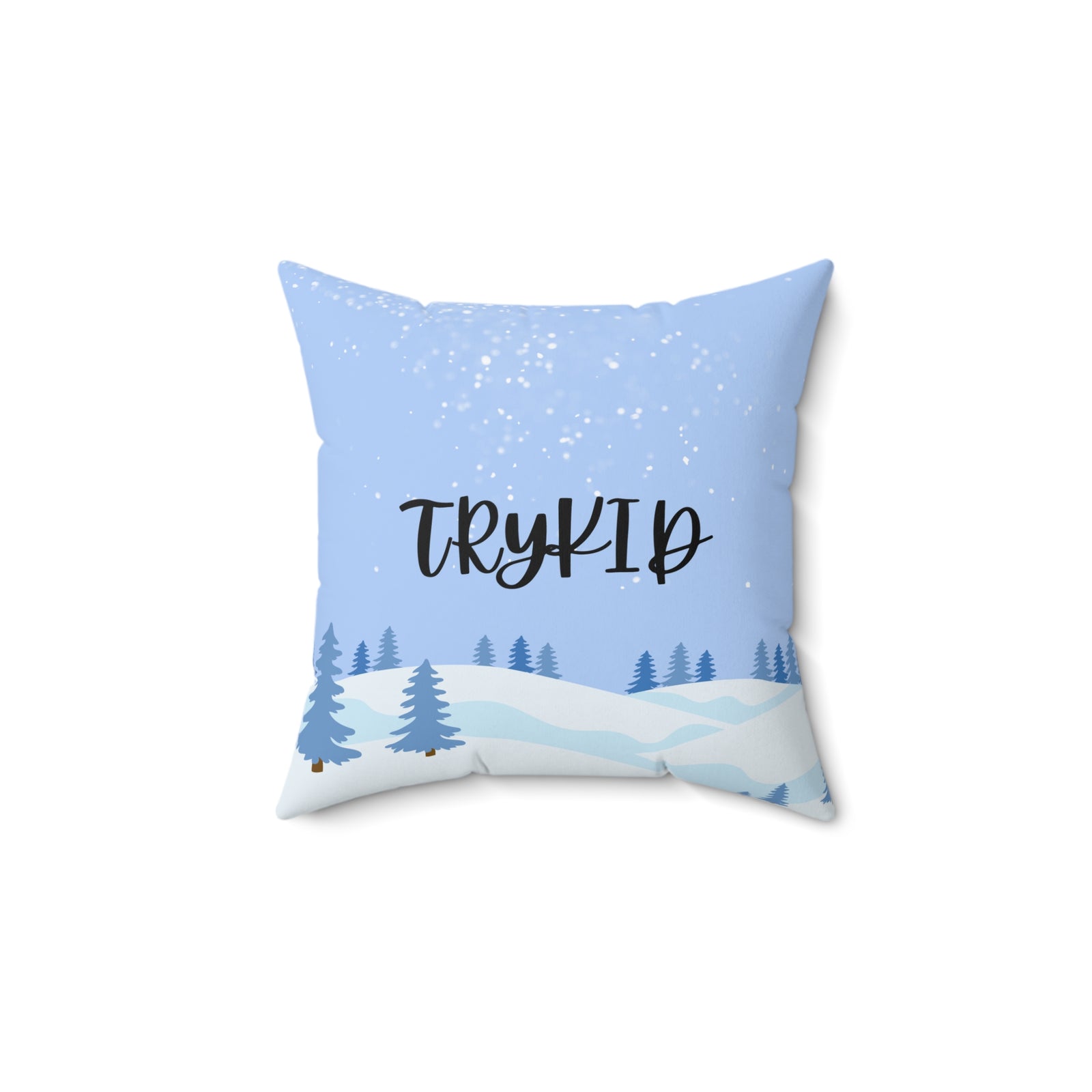 TRYKID Logo Let It Snow with Snow Pattern Spun Polyester Square Pillow