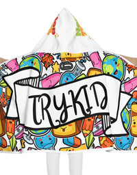 TRYKID Logo Youth Hooded Towel with 'NEVER STOP TRYING' Motto – Perfect for Kids!
