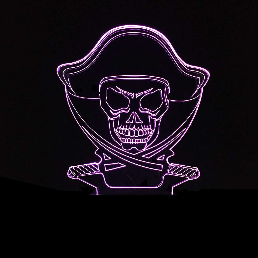 3D LED Color Night Light Changing Lamp Halloween Skull  Light Acrylic 3D Hologram Illusion Desk Lamp For Kids Gift