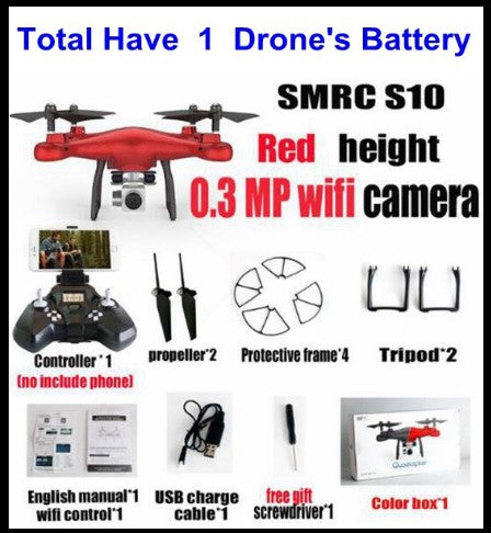 Sales Promotion WiFi 2MP Camera With S10 SMRC FPV Quadcopter Drone Helicopter UAV Micro Remote Control Toy RACER KIT Aircraft - TryKid