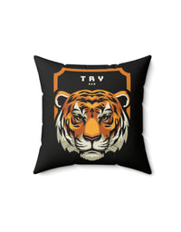 TRYKID Tiger Logo Patterned Square Pillow in Spun Polyester Fabric
