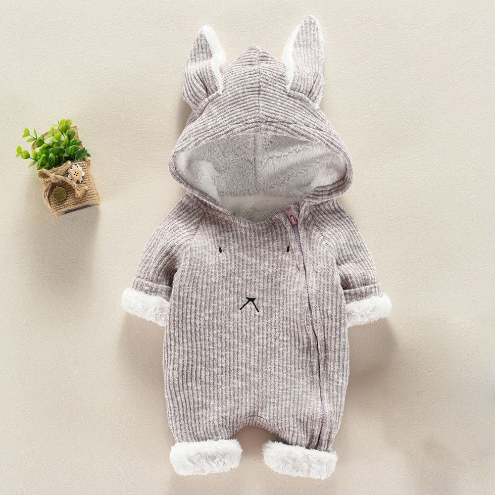 Newborn Baby Boy Girl Kids Hooded Romper Jumpsuit Bodysuit Clothes Outfits - TryKid