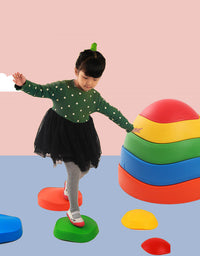 Non-slip Balance Stepping Stones Kids Sensory Integration Training Toys 5 Colors Space Saving Outdoor Indoor Game Set - TryKid
