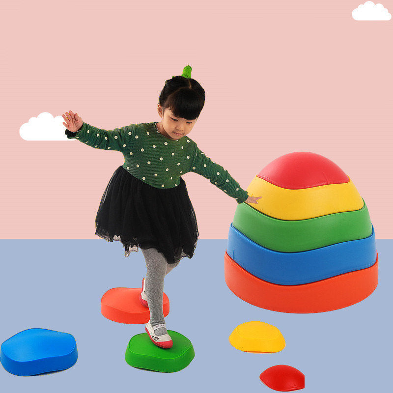 Non-slip Balance Stepping Stones Kids Sensory Integration Training Toys 5 Colors Space Saving Outdoor Indoor Game Set - TryKid