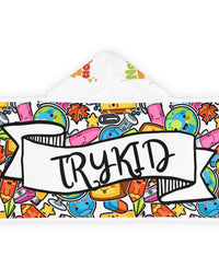 TRYKID Logo Youth Hooded Towel with 'NEVER STOP TRYING' Motto – Perfect for Kids!

