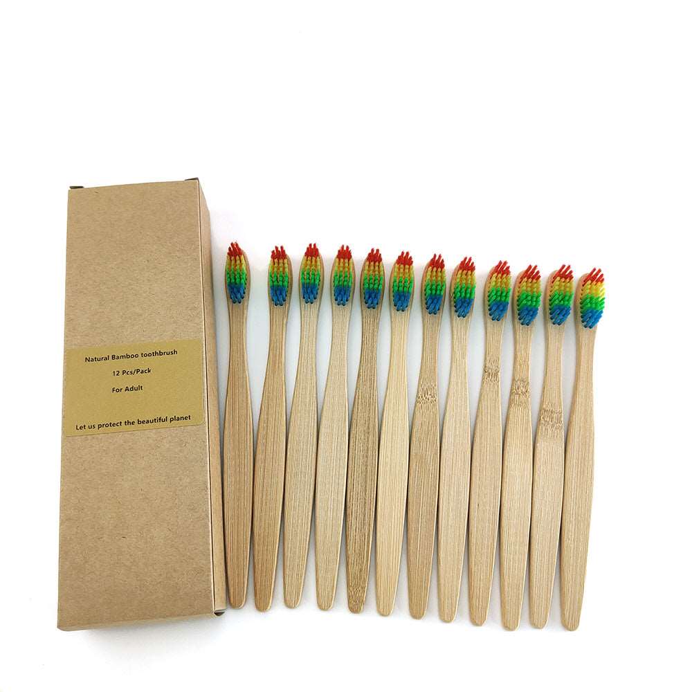 12 Bamboo charcoal environmentally friendly toothbrushes