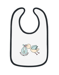 Adorable Baby Contrast Trim Jersey Bib with Exclusive TryKid Logo and Charming Bird Design - A Stylish and Practical Essential for Mess-Free Meals
