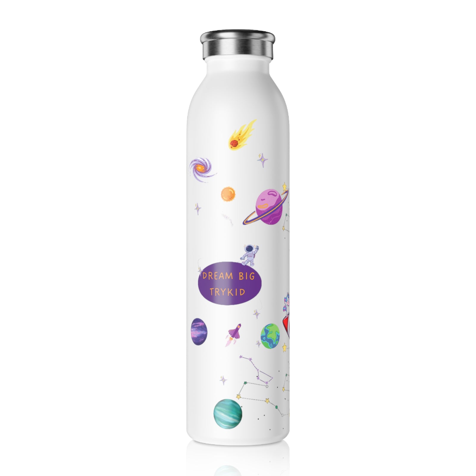 Explore the Cosmos Stainless Steel Water Bottle - Stars, Planets, Galaxies, Astronauts, and Rocket Ship Fun for Kids and Parents - TryKid's Cool and Trending New Design