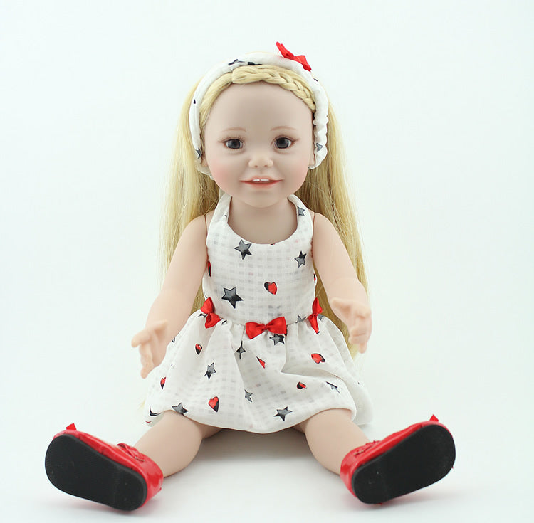 Blond Long Hair Full Vinyl Dolls 18\'Lifelike Handmade Baby Dolls Full Body Silicone Toy Kids Fashion Play Doll