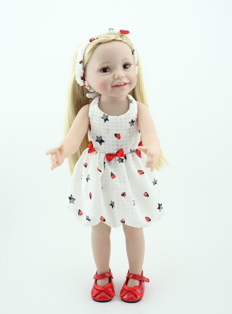 Blond Long Hair Full Vinyl Dolls 18\'Lifelike Handmade Baby Dolls Full Body Silicone Toy Kids Fashion Play Doll