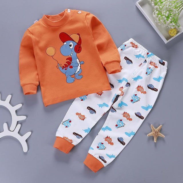 Kids Pajamas Sets Baby Boys Girls Cotton Long Sleeved - TryKid