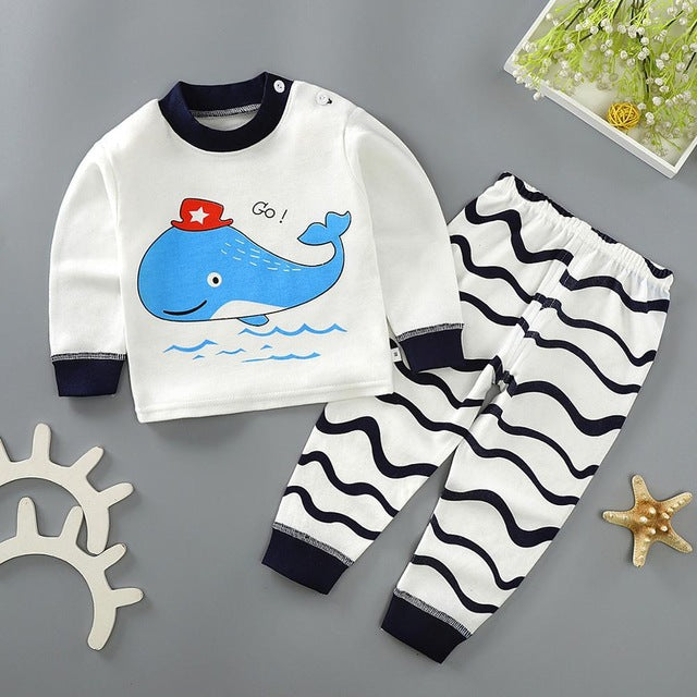 Kids Pajamas Sets Baby Boys Girls Cotton Long Sleeved - TryKid