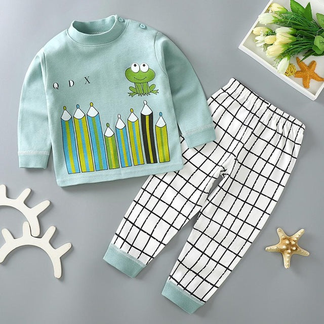 Kids Pajamas Sets Baby Boys Girls Cotton Long Sleeved - TryKid