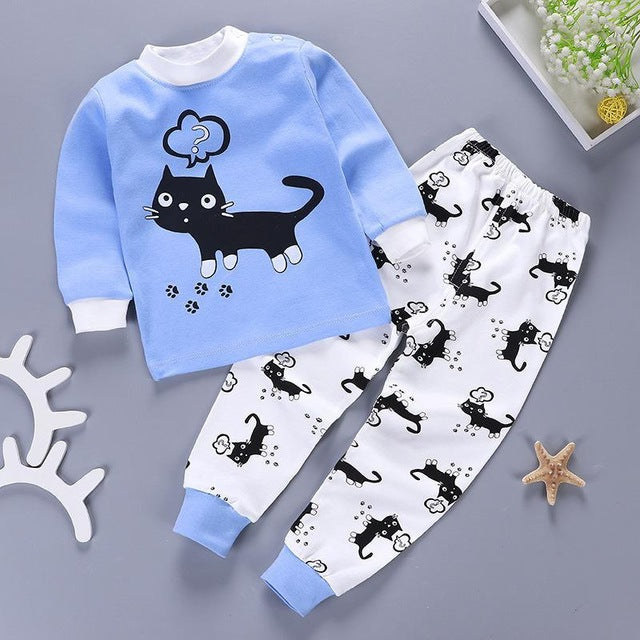 Kids Pajamas Sets Baby Boys Girls Cotton Long Sleeved - TryKid