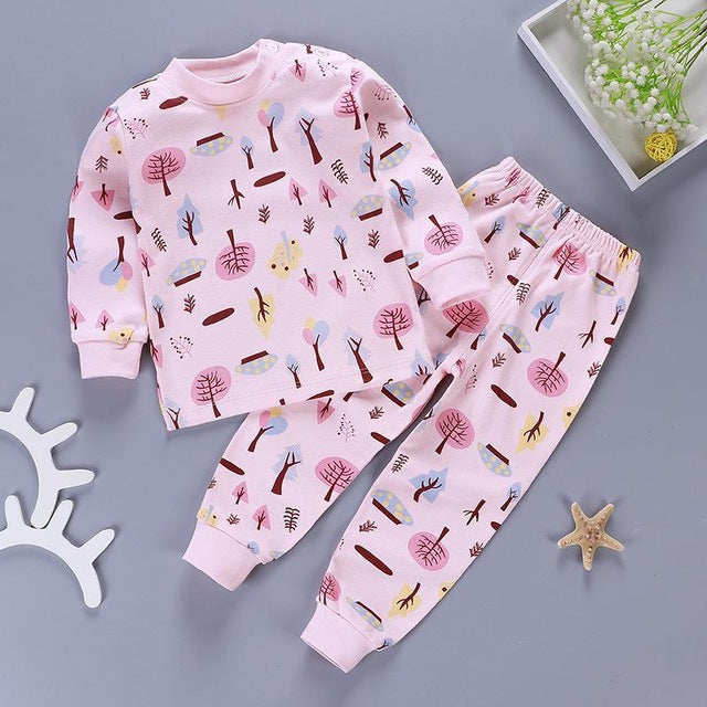 Kids Pajamas Sets Baby Boys Girls Cotton Long Sleeved - TryKid