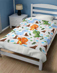 TryKid's Dino Delight Velveteen Plush Blanket - A Cozy and Fun Blanket for Kids with a Trending New Design
