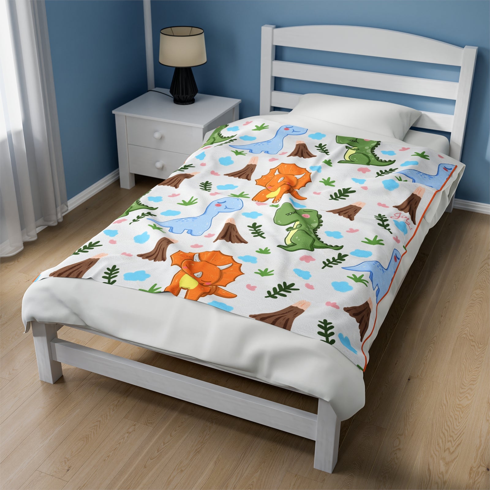 TryKid's Dino Delight Velveteen Plush Blanket - A Cozy and Fun Blanket for Kids with a Trending New Design