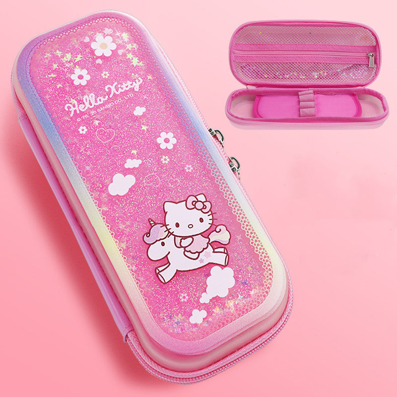 Sakura Quicksand Pencil Case for Primary School Students Large-capacity Cute Liquid Creative Pencil Case - TryKid