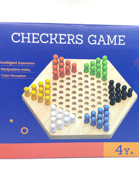 Wooden Puzzle Desktop Hexagon Checkers - TryKid
