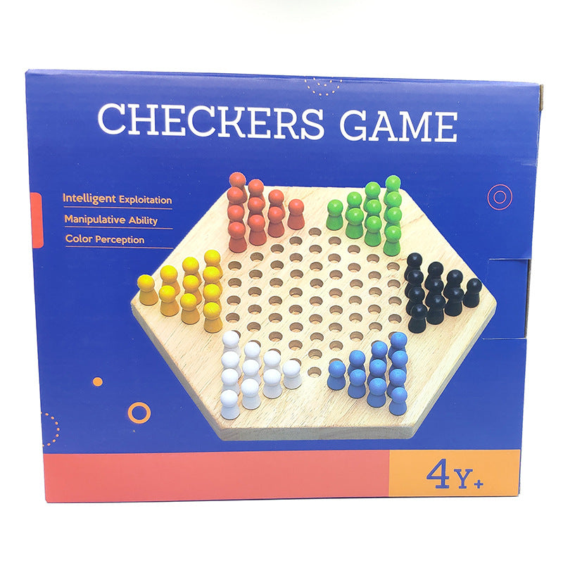 Wooden Puzzle Desktop Hexagon Checkers - TryKid