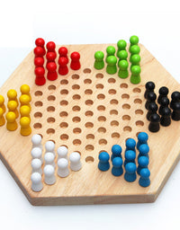 Wooden Puzzle Desktop Hexagon Checkers - TryKid
