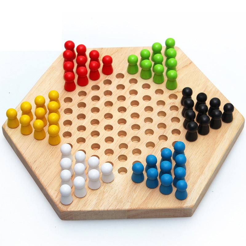 Wooden Puzzle Desktop Hexagon Checkers - TryKid