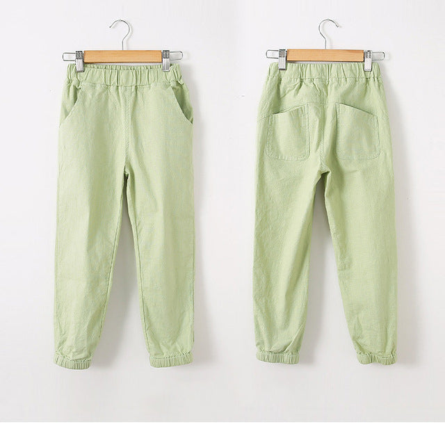 New Spring White Loose-Fitting Trousers Childrens Summer Sports Pants - TryKid