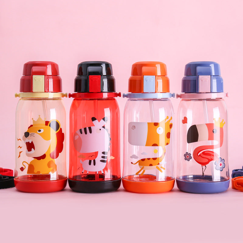 650ml Kids Water Bottle With Straw BPA Free Children Water Drinking Kettle Healthy Plastic Portable Sports Bottle