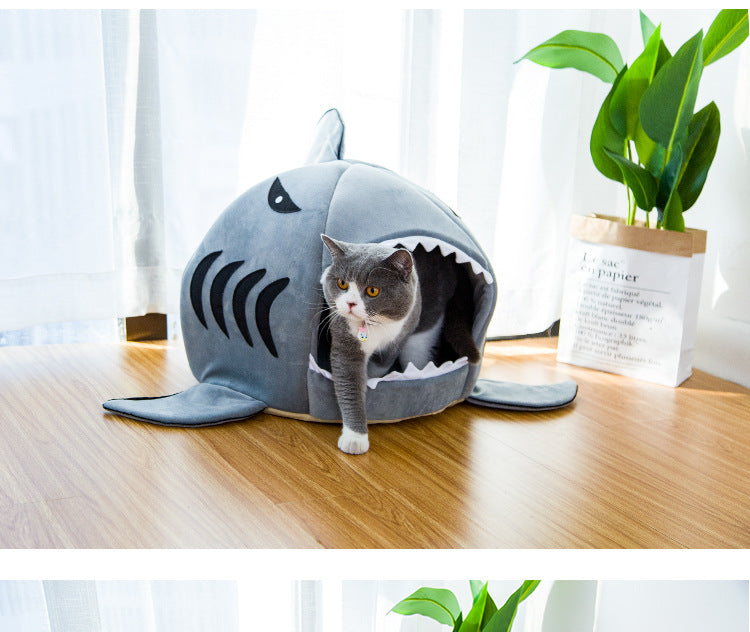 Creative Dual-Purpose Shark Pet Bed Small Dogs And Cats Warm Pet Bed - TryKid