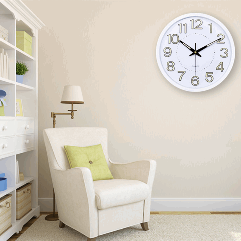12 inch Luminous Minimalist Wall Clock Modern Design White Quartz Simple Glowing Hanging Clocks Bedroom Living Room Decoration