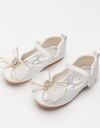 Spring New Girls' Single Shoes Cute Bow Rhinestone Soft Sole Flat Shoes - TryKid
