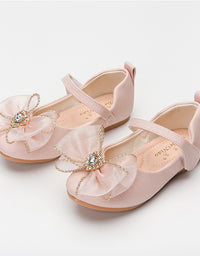 Spring New Girls' Single Shoes Cute Bow Rhinestone Soft Sole Flat Shoes - TryKid
